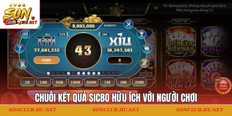 Chuỗi kết quả sicbo hữu ích với người chơi 